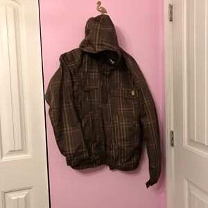 DC snowboard ski Exotex 5000 Waterproof Brown Plaid Hooded Jacket size small
